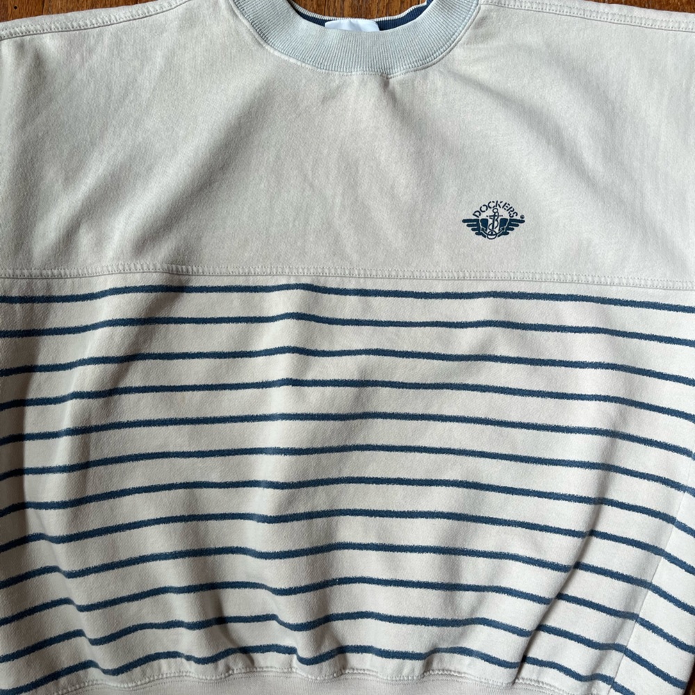 Dockers Striped Beige and Blue Men's Sweatshirt, Size XL - Picture 2 of 5
